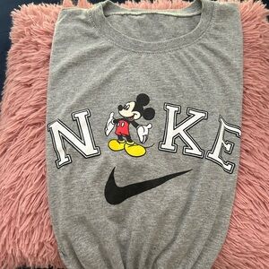 Nike Gray T-Shirt with Mickey Mouse Design